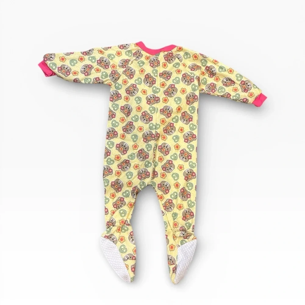 Vintage Carter’s Footed Pajamas Y2K Teddy Bear Peace Print 12M